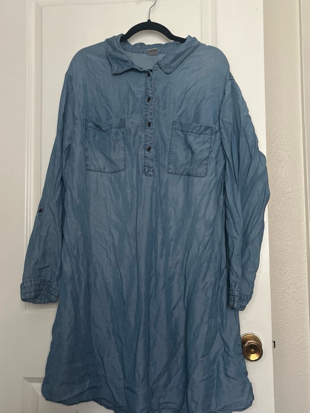 Terra & Sky Light Blue Denim-Style Midi Dress